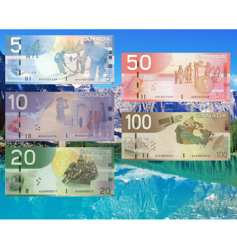 Canadá 5,10,20,50,100 Dólares 2004-2006 Pick 101Ab,102Ae,103a,104a,105